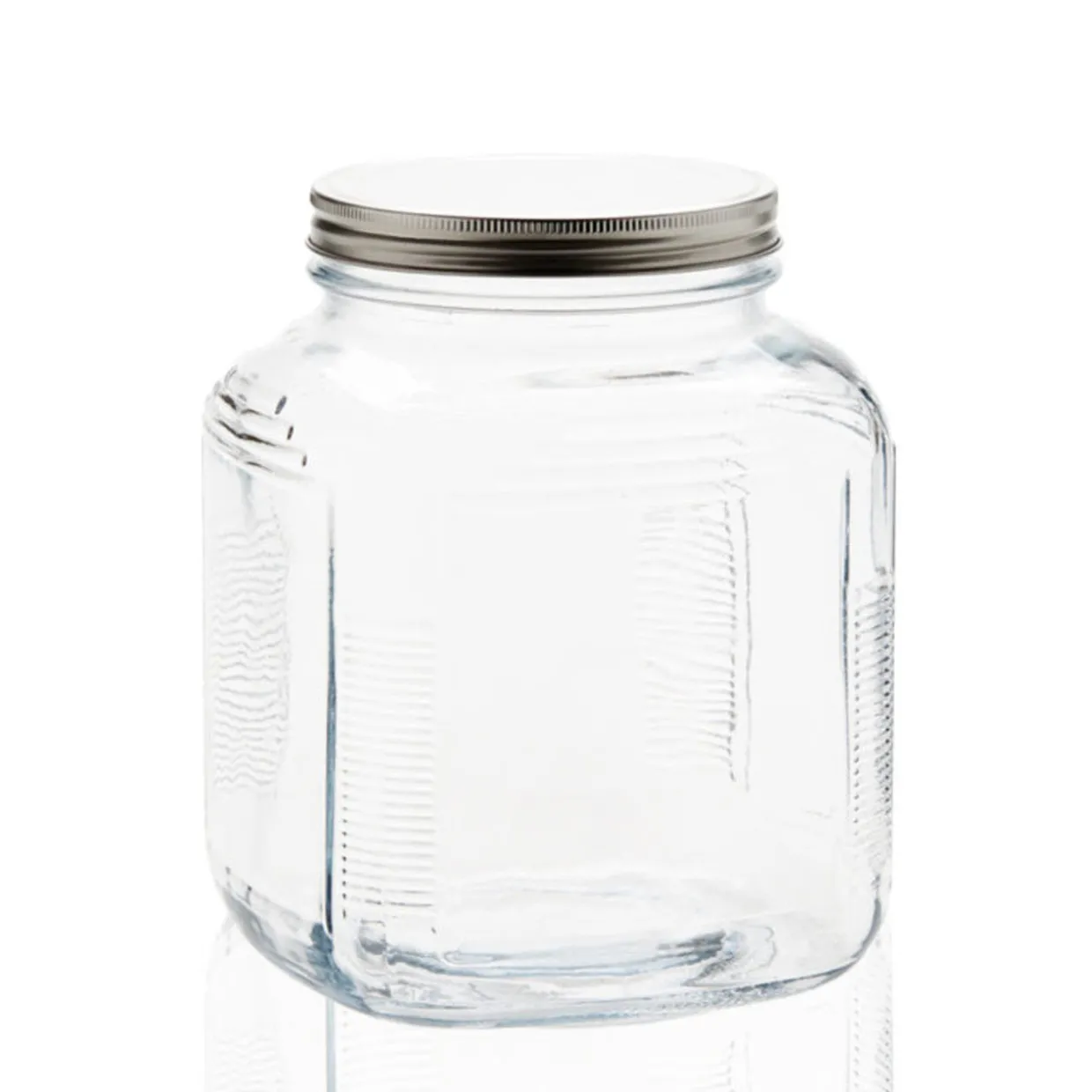 1 Gallon Anchor Cracker Jar With Brushed Metal Lid | 4 Pack