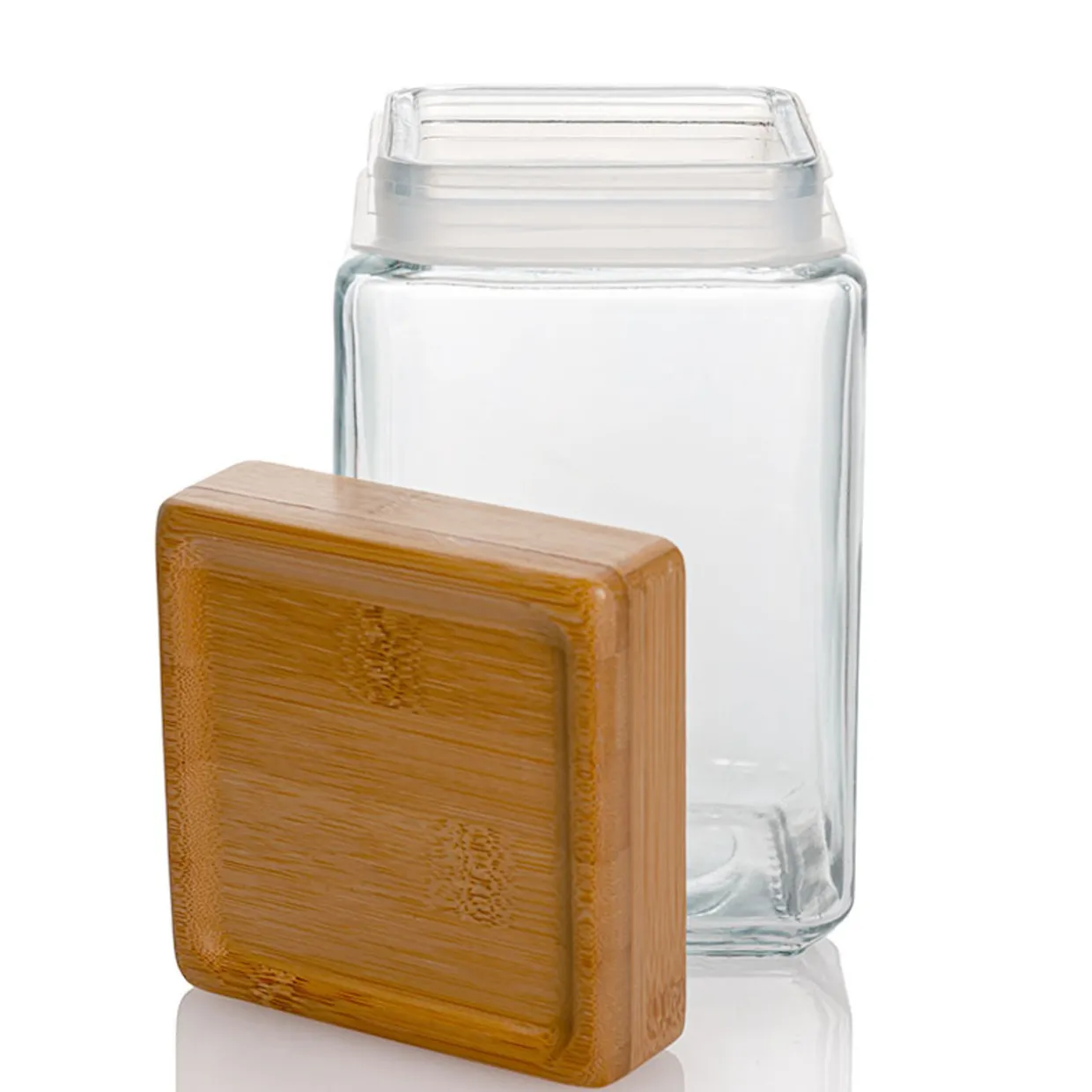1 1/2 Quart Anchor Square Jar With Bamboo Lid
